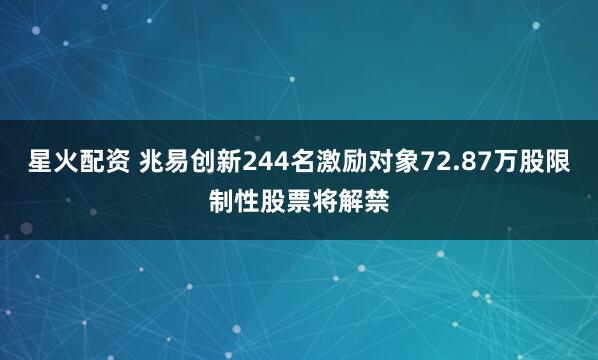 星火配资 兆易创新244名激励对象72.87万股限制性股票将解禁